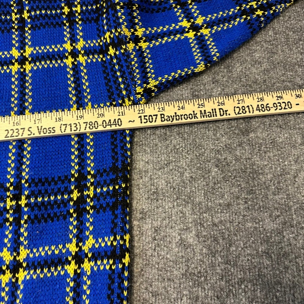 Miss Selfridge Sweater Womens Size M Blue Yellow Plaid Knit Crewneck Long Sleeve - Picture 4 of 6